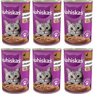 zestaw 6 puszek karmy whiskas z kaczką
