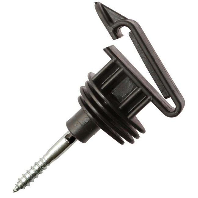 Izolator do taśmy z wkrętem do drewna - do słupków drewnianych