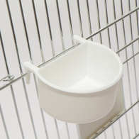 Pojemnik na pokarm i wodę z zaczepami dla papug i kanarków biały