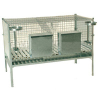 Klatka dla królików dwustanowiskowa z wyposażeniem