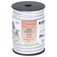 Taśma biało-czarna 12 mm do pastucha MIXED WIRES 200 m - ekstra niska oporność