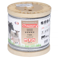 Taśma biało-czarna 9 mm do pastucha MIXED WIRES 200 m - ekstra niska oporność