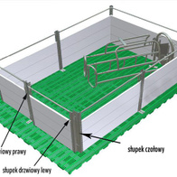 Słupek drzwiowy prawy 80 cm do ogrodzeń odchowalni i kojców porodowych dla świń