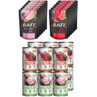 Karmy mokre dla psów RAFI + TUF TUF mix 4 smaki 24 x 400 g