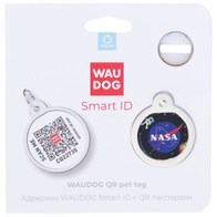 Adresówka dla psa metalowa z paszportem QR motyw NASA 25 mm