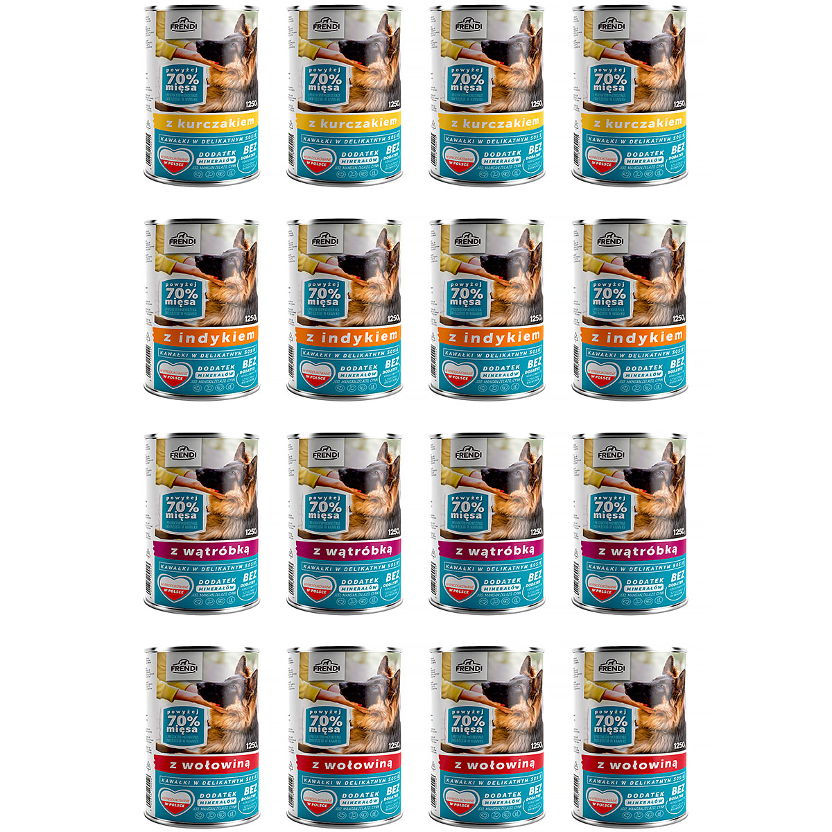 Mokra karma dla psa Frendi mix smaków zestaw w puszkach 16 x 1250 g