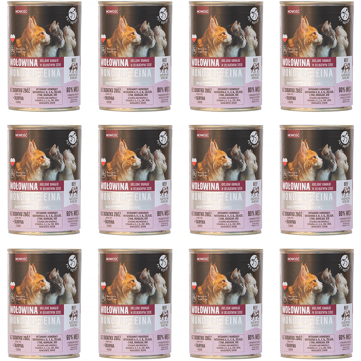 Mokra karma dla kota monoproteinowa PetRepublic wołowina 12 x 400 g 