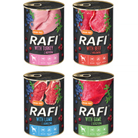 Mokre karmy dla psa RAFI mix 4 smaków 48 x 400 g
