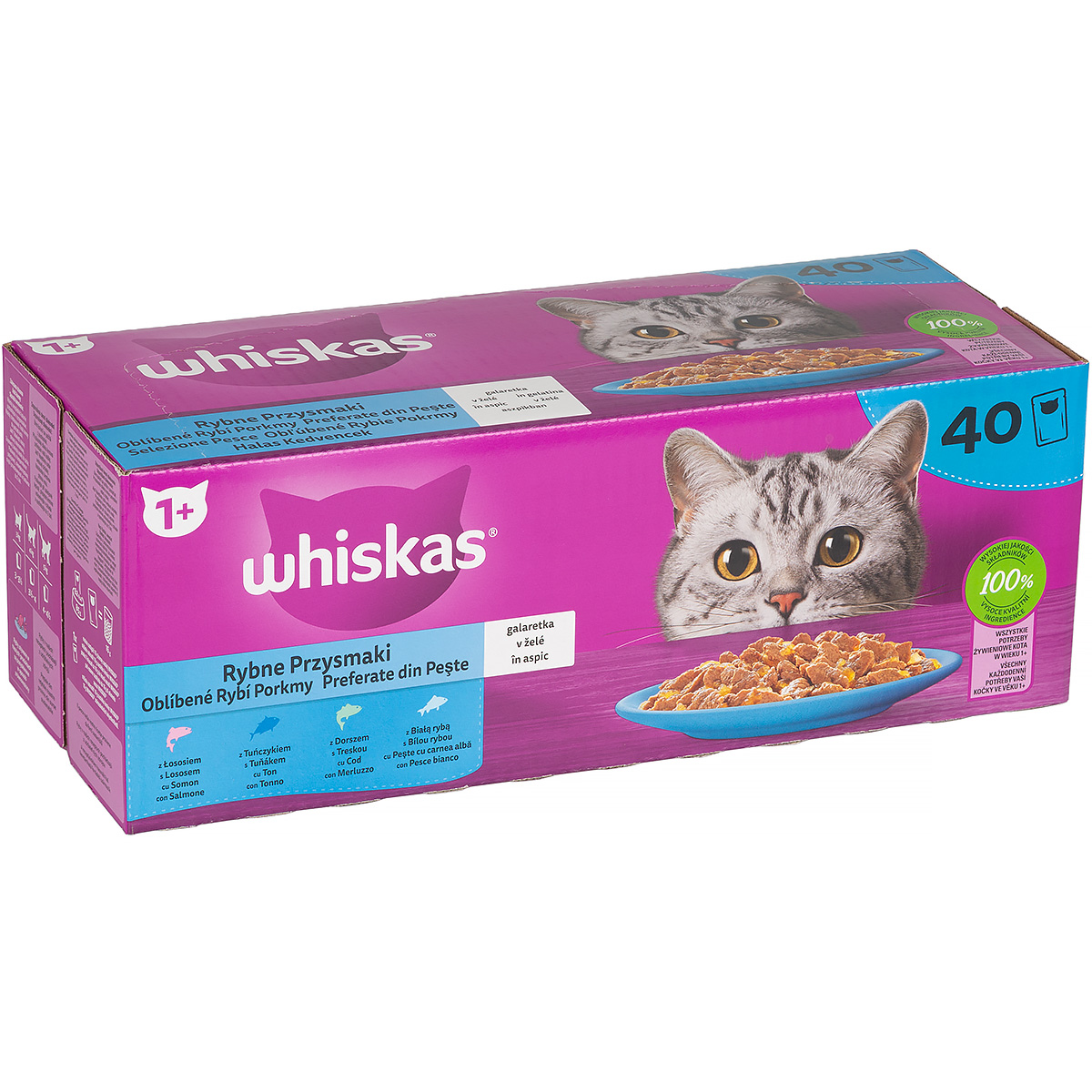 Mokra karma dla kota Whiskas z rybą rybne smaki w galaretce saszetki 40 x 85 g