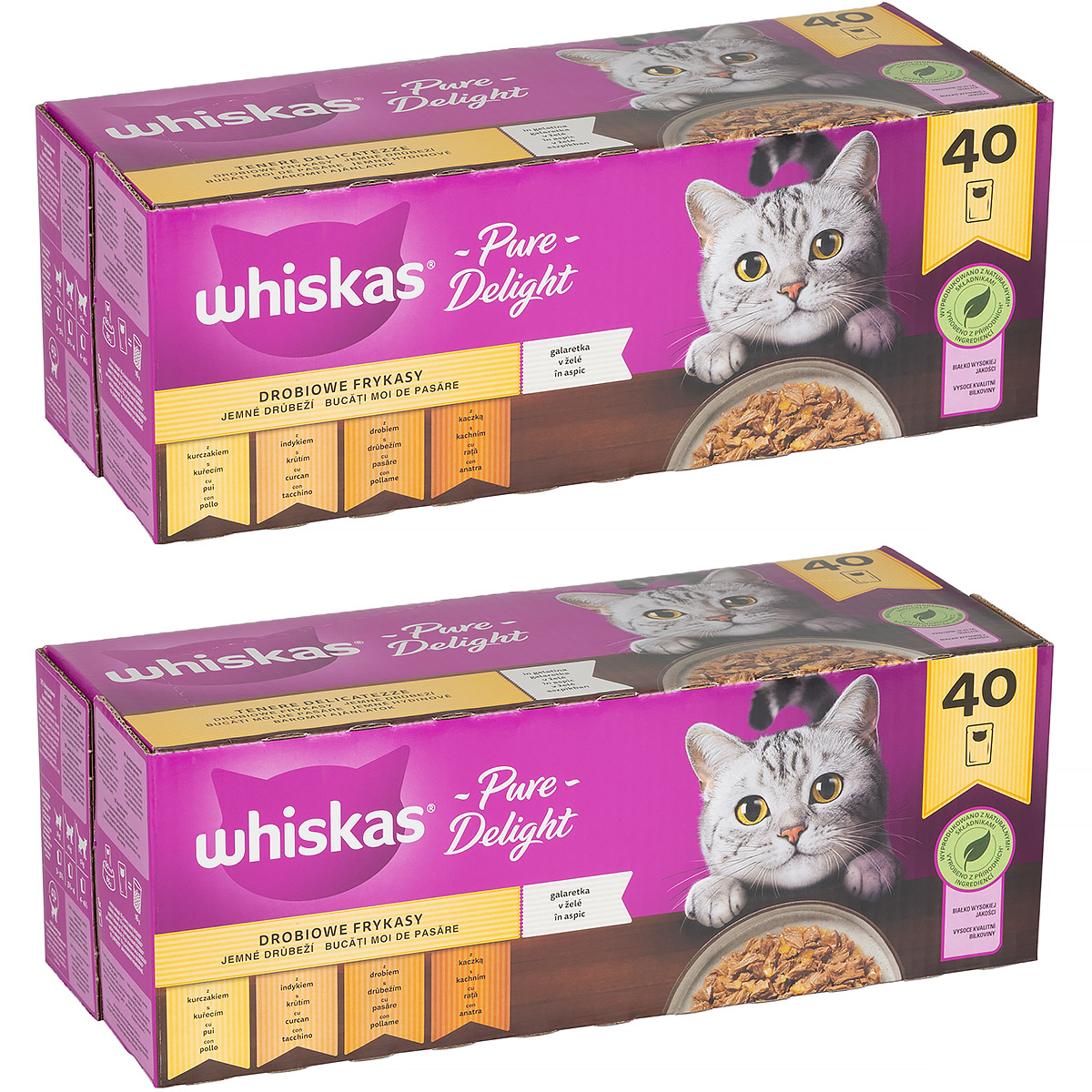 Mokra karma dla kota Whiskas Pure Delight saszetki 80 x 85 g mix smaków w galaretce 