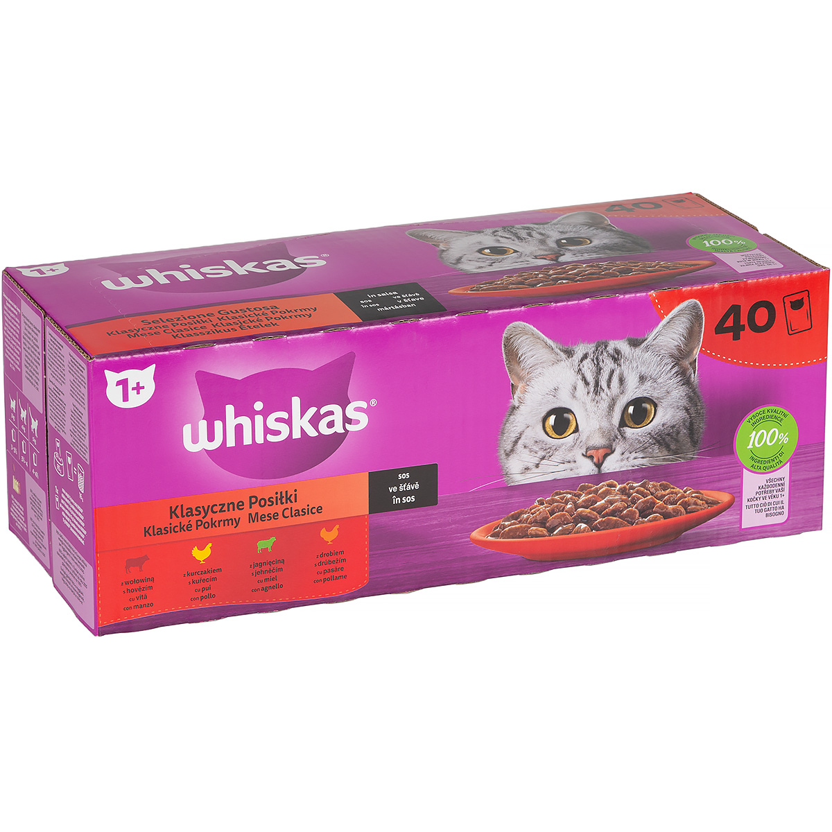 Mokra karma dla kota Whiskas mix smaków w sosie saszetki 40 x 85 g