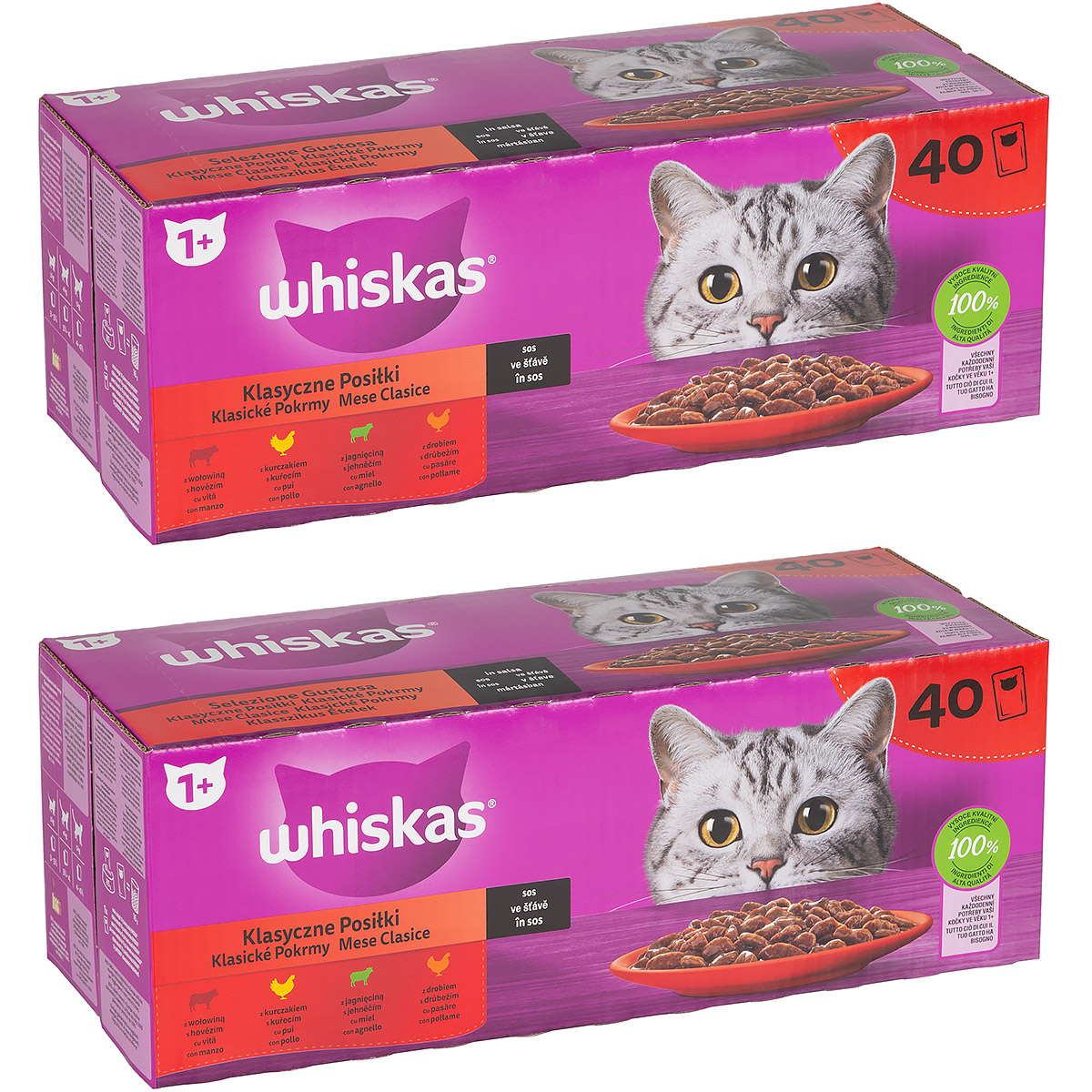 Mokra karma dla kota Whiskas saszetki mix smaków w sosie 80 x 85 g