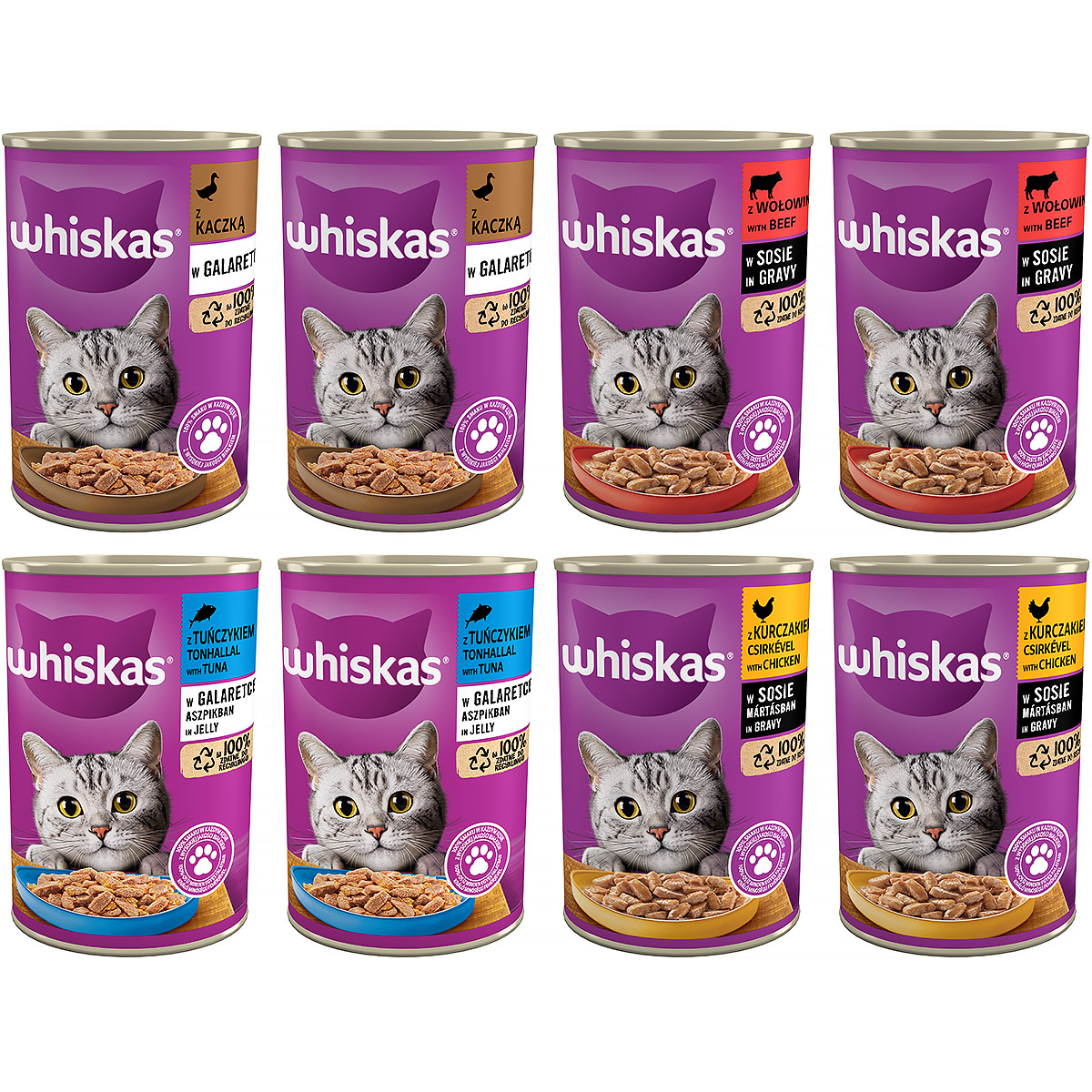 Mokra karma dla kota Whiskas mix smaków 8 x 400 g 