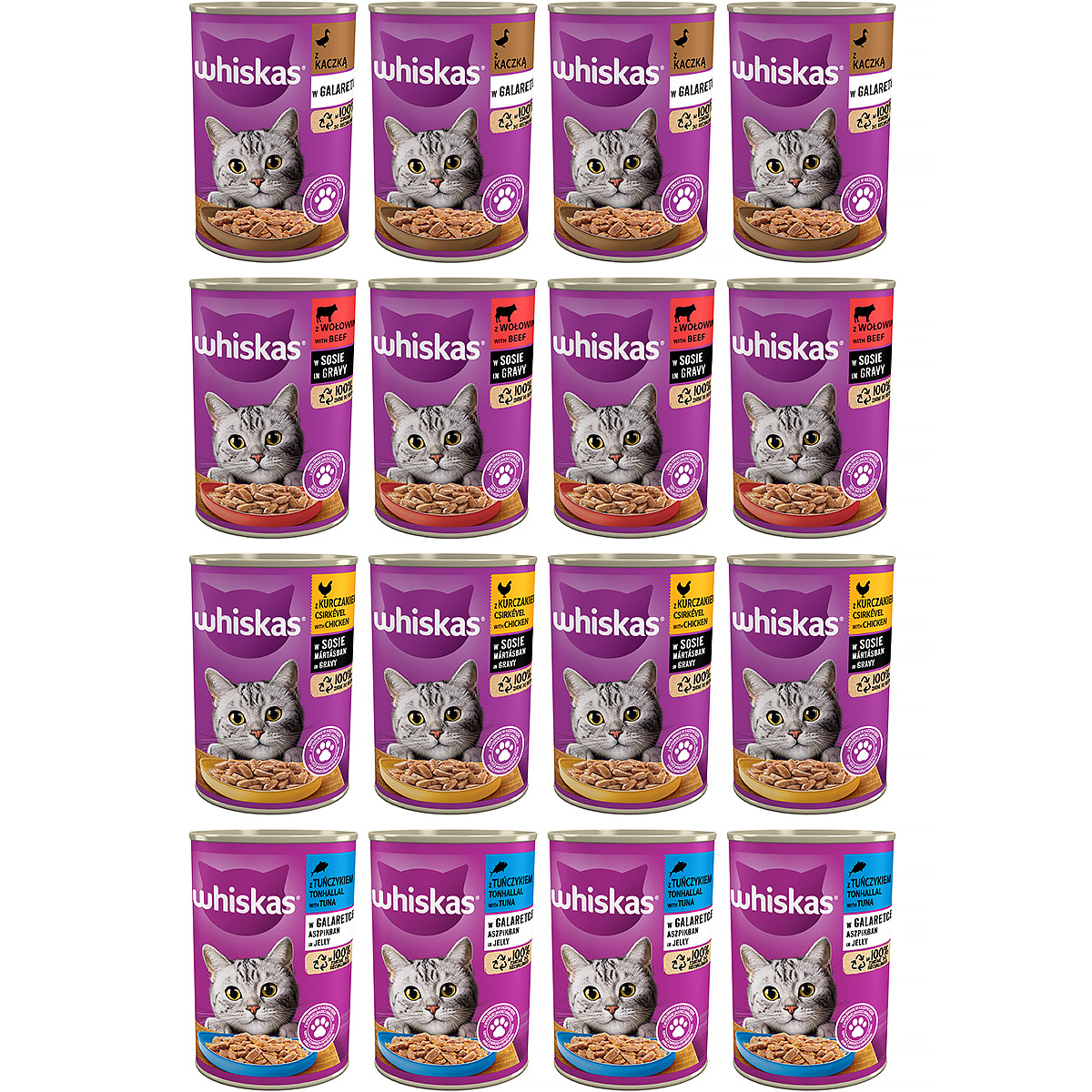 Mokra karma dla kotów Whiskas mix smaków 16 x 400 g 