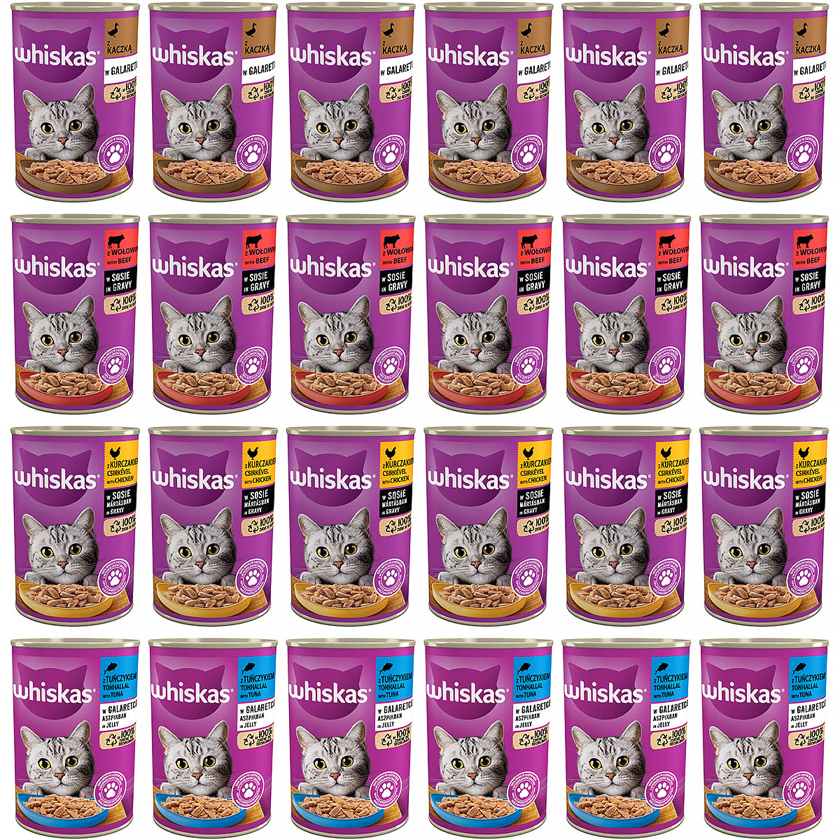 Mokra karma dla kota Whiskas mix smaków 24 x 400 g 