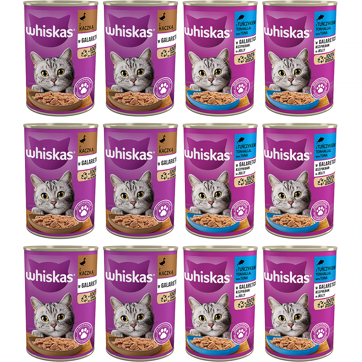 Mokra karma dla kota Whiskas mix smaków w galaretce 12 x 400 g 
