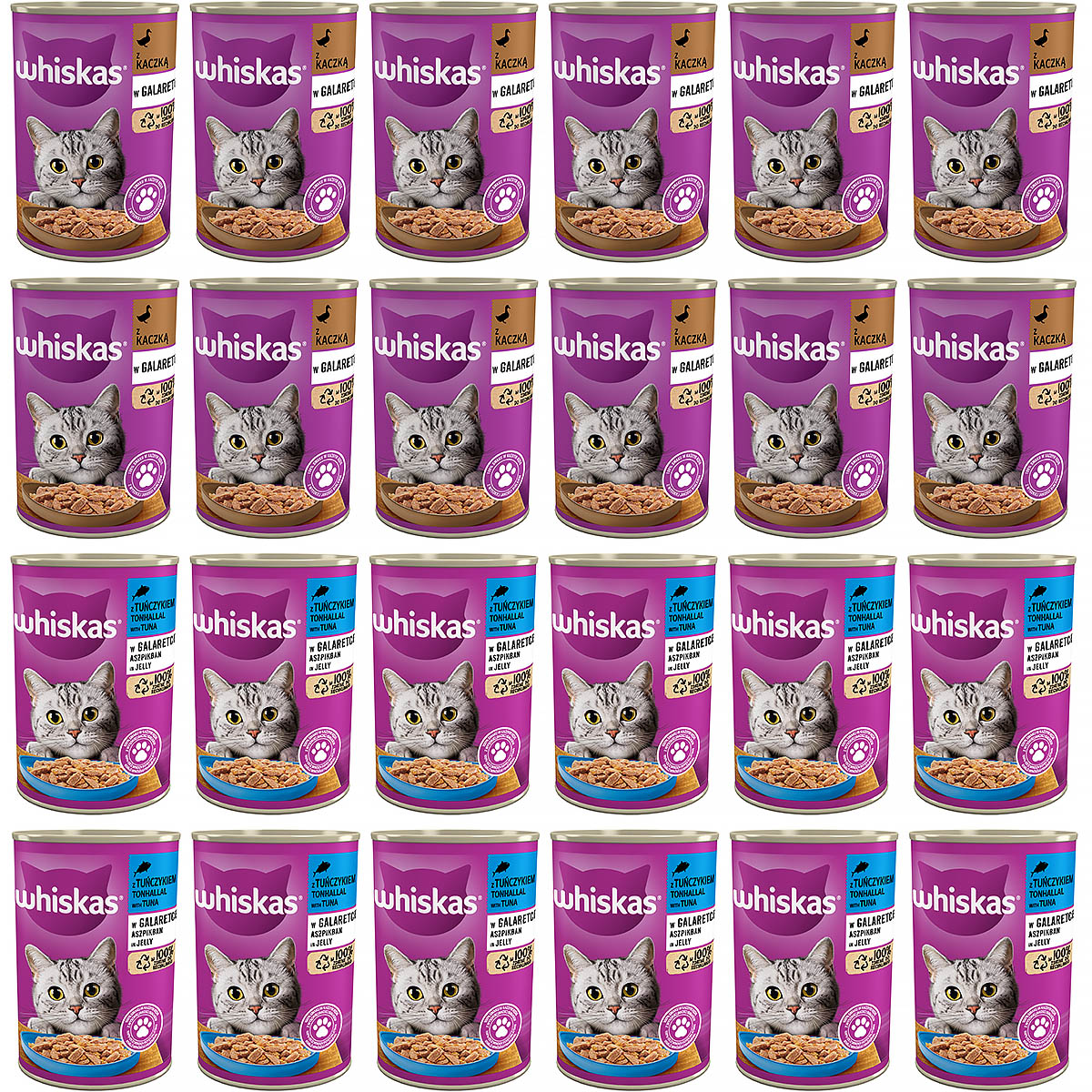 Mokra karma dla kota Whiskas mix smaków w galaretce 24 x 400 g 