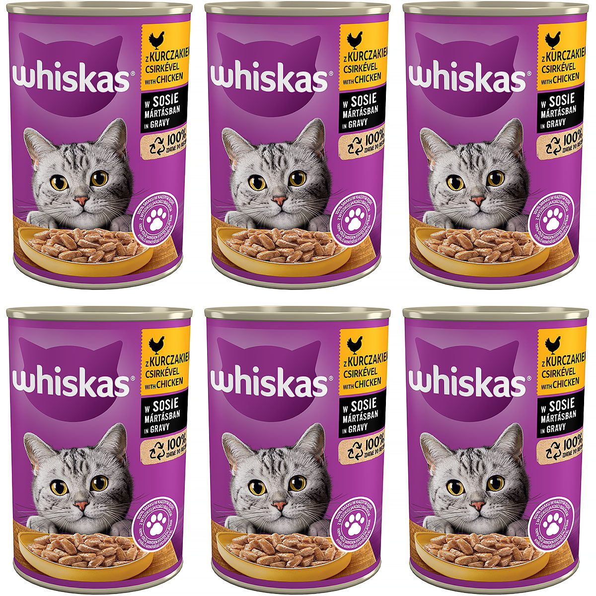 Mokra karma dla kota Whiskas z kurczakiem w sosie 6 x 400 g 
