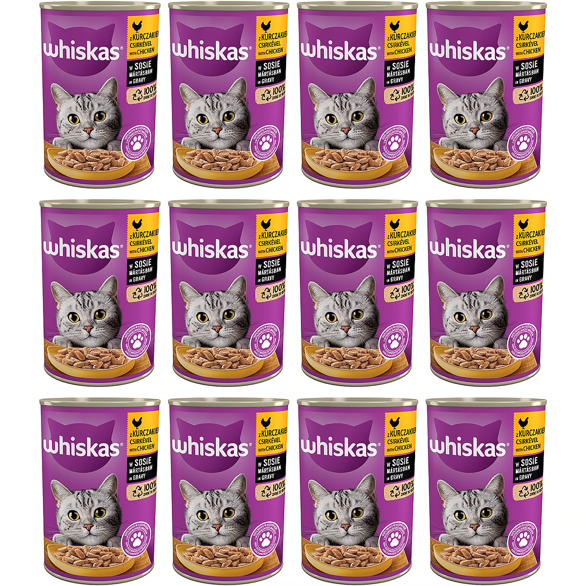 Mokra karma dla kota Whiskas z kurczakiem w sosie 12 x 400 g 