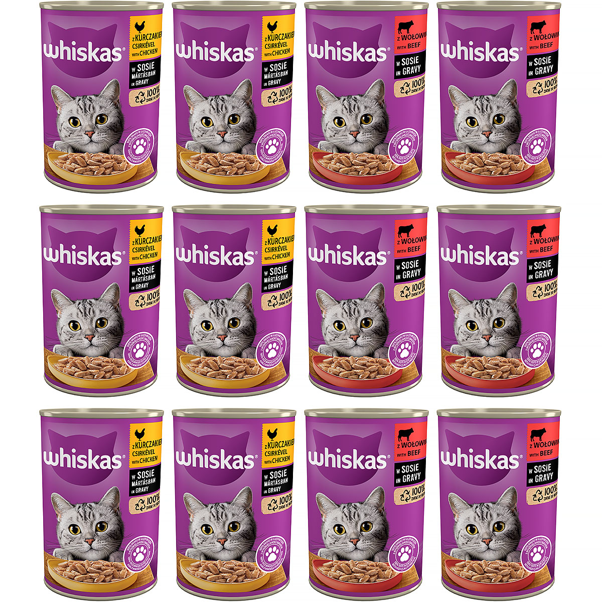 Mokra karma dla kota Whiskas mix smaków w sosie 12 x 400 g 