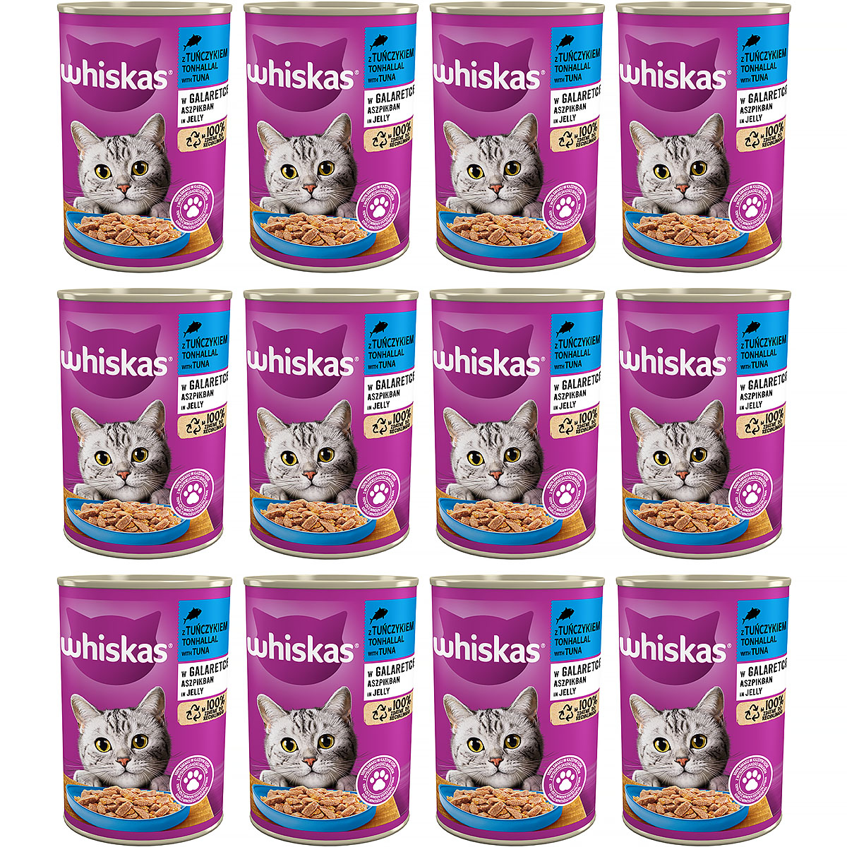 Mokra karma dla kota Whiskas z tuńczykiem w galaretce 12 x 400 g 