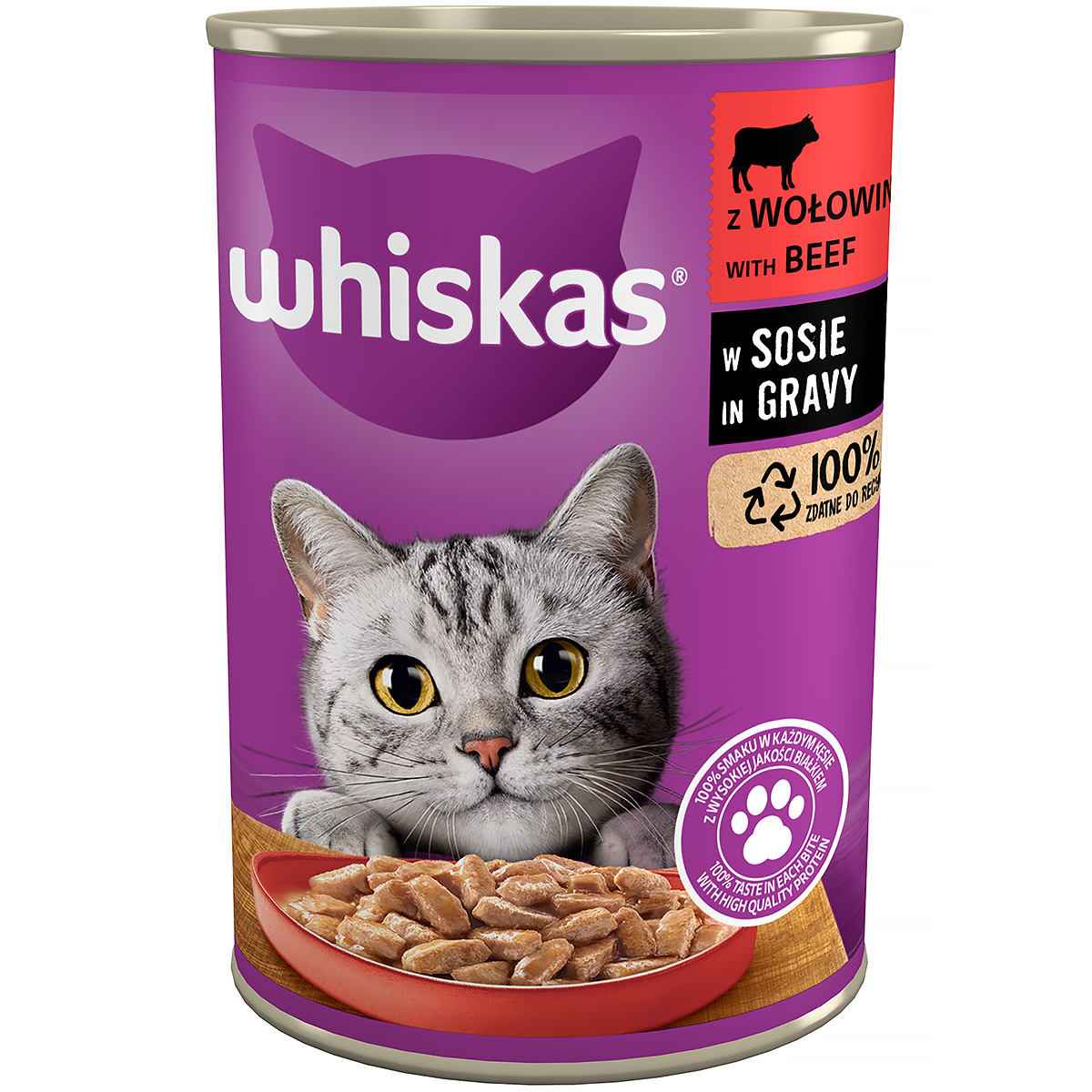 Mokra karma dla kota Whiskas z wołowiną w sosie 400 g 
