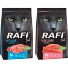 Sucha karma Rafi Cat bezzbożowa dla kota mix smaków - jagnięcina łosoś 2 x 7 kg