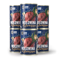 Mokra karma dla dorosłych psów wołowina z borówkami JOHN DOG puszki 6 x 400 g