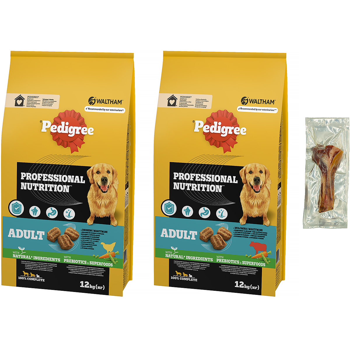 Karma Pedigree sucha dla psa mix smaków drób wołowina 2 x 12 kg + GRATIS
