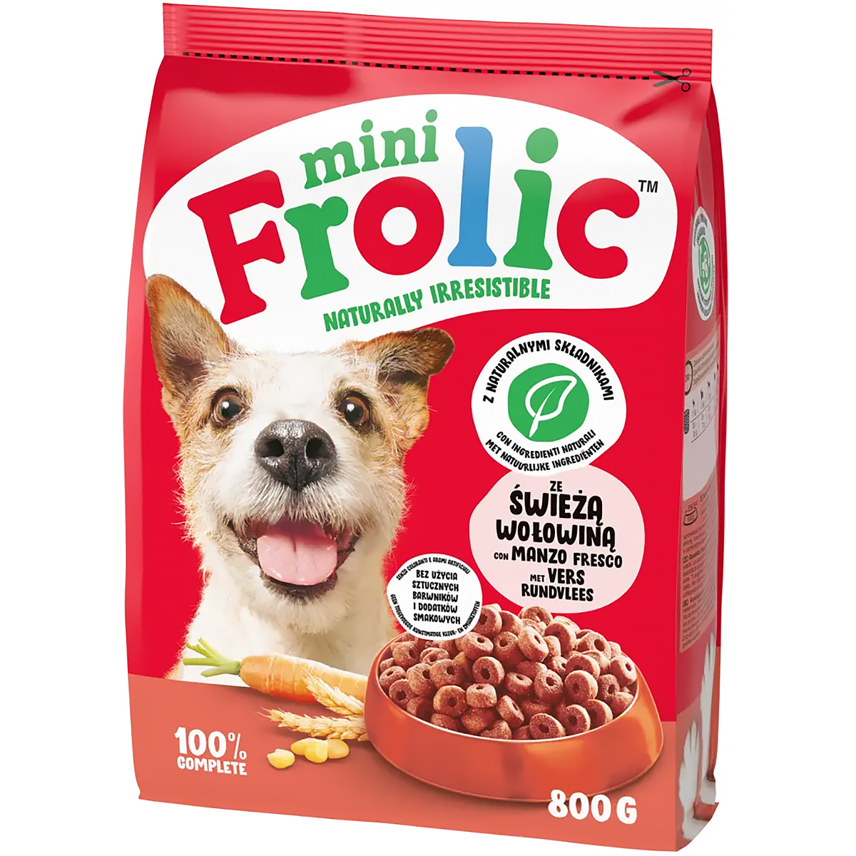 Karma sucha dla psów ras małych FROLIC mini miękkie kawałki z wołowiną 800 g