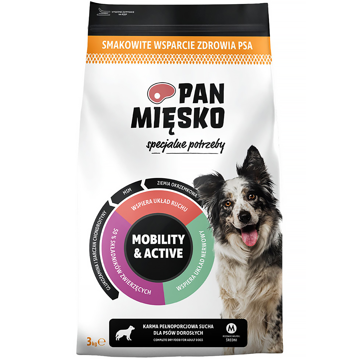 Pan Mięsko karma dla psów aktywnych sucha Mobility Active M 3 kg