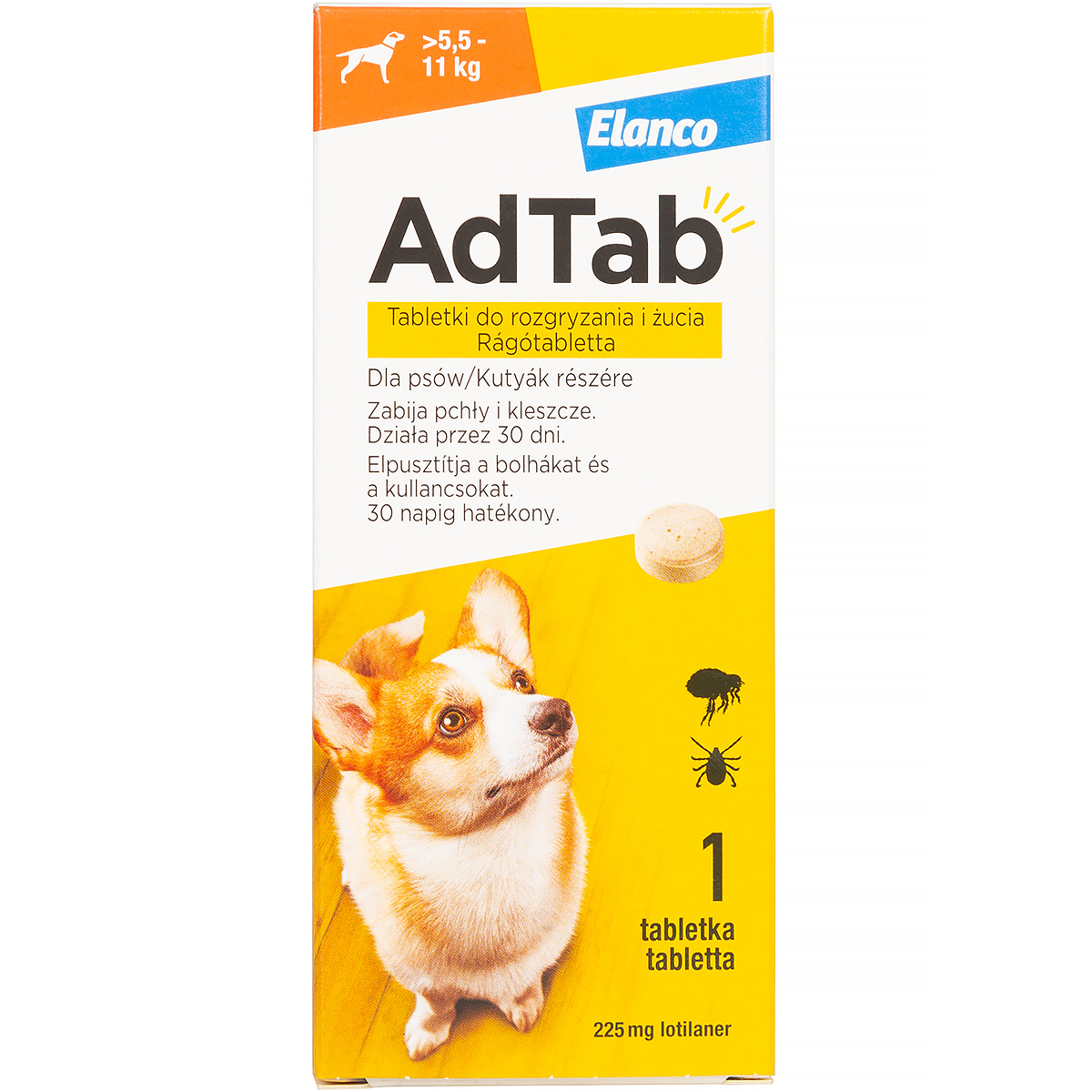 Tabletka na kleszcze dla psa AdTab 225 mg