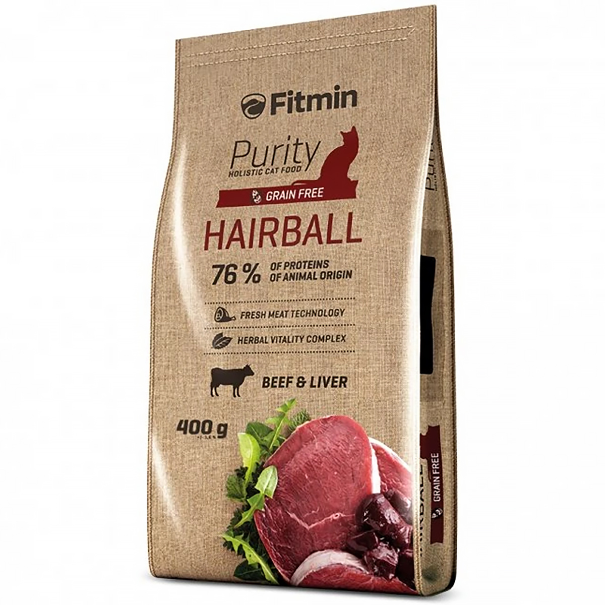 Sucha karma dla kotów na odkłaczanie HAIRBALL bez zbóż FITMIN 400 g 
