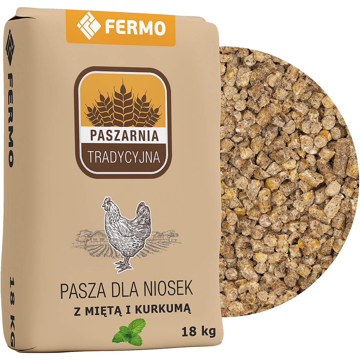 Pasza dla kur 18 kg kruszonka z miętą i kurkumą Paszarnia Tradycyjna