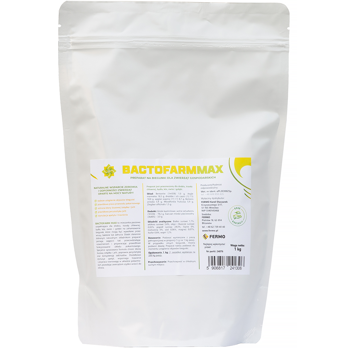 Mieszanka paszowa BactoFarm MAX na biegunki dla zwierząt gospodarskich 1 kg