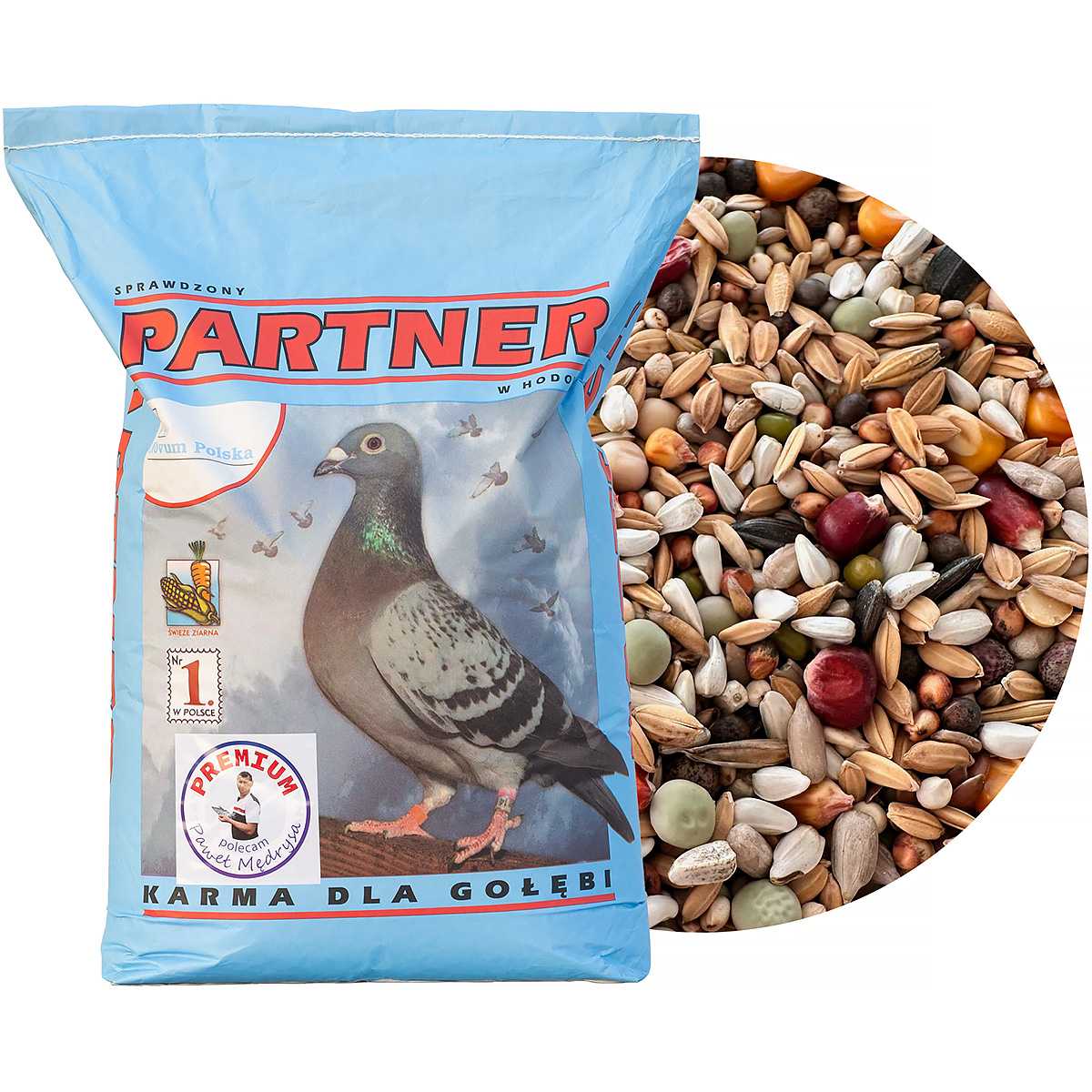 Karma lotowa dla gołębi wtorek / środa Paweł Mędrysa PARTNER PREMIUM 20 kg