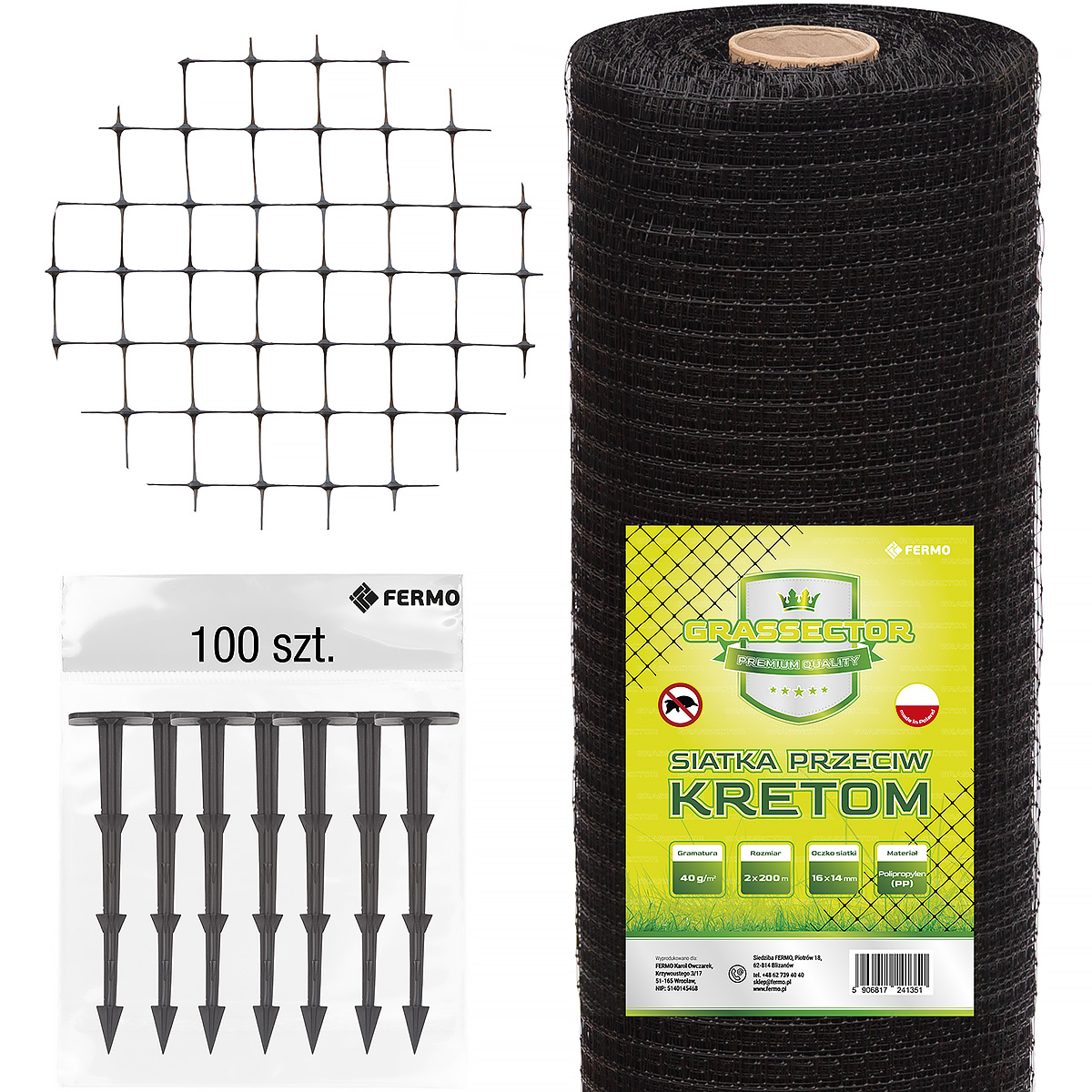Wytrzymała siatka na krety wrolce 2 x 200 m gramatura 40 g/m2 + kotwy GRATIS