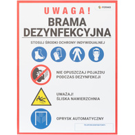 Tablica ostrzegawcza do bramy do dezynfekcji