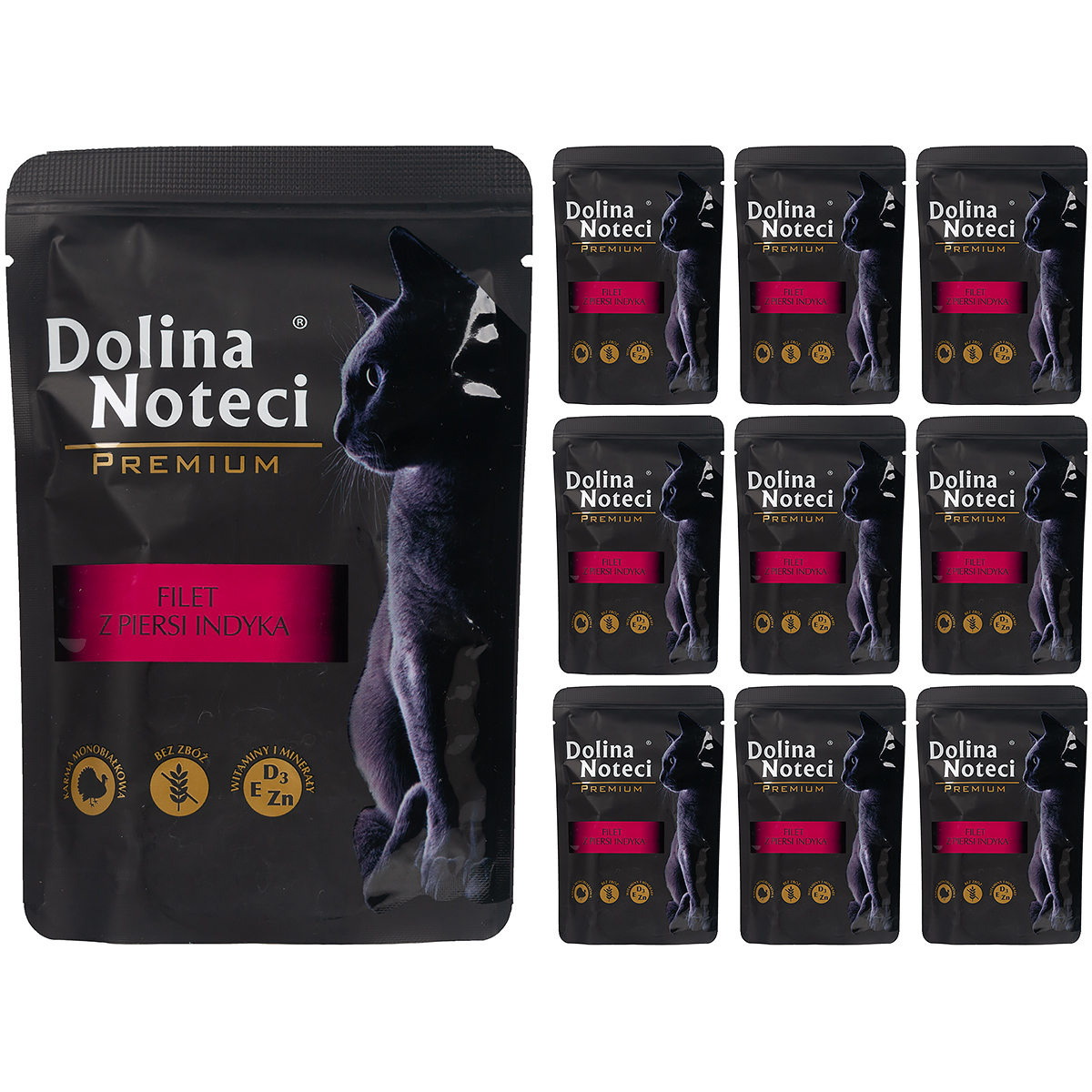 Karma dla kota mokra Dolina Noteci Premium filet z piersi indyka 10 x 85 g