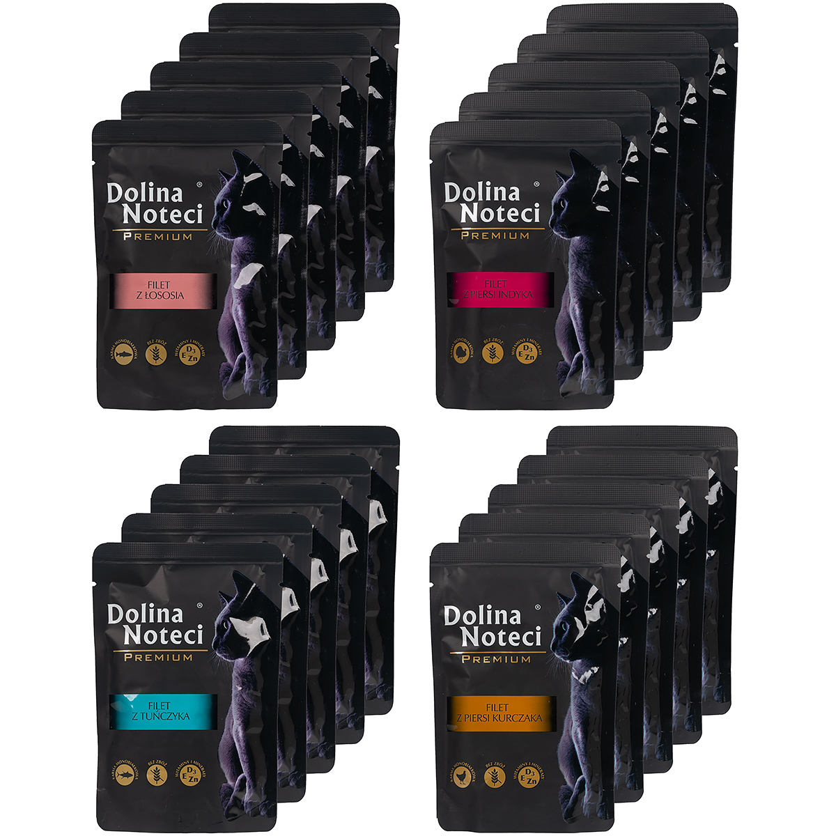 Karma dla kota mokra  Dolina Noteci Premium Filet mix smaków 20 x 85 g