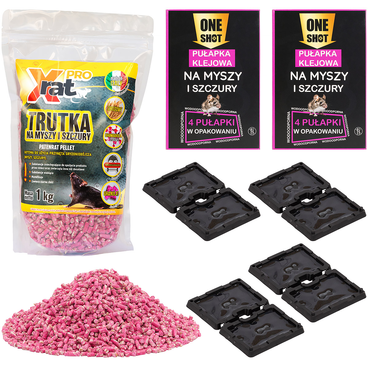 Trutka na myszy 1 kg X-RAT PRO + lepy na myszy 8 sztuk