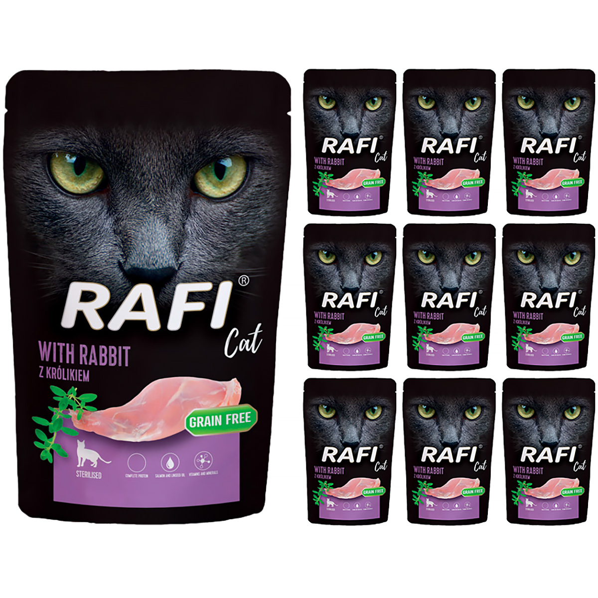 Mokre karmy dla kota Rafi z królikiem pasztet 10 x 100 g