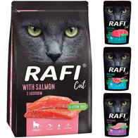 Karmy dla kota po sterylizacji Rafi mokra 30 x 100 g + sucha 7 kg