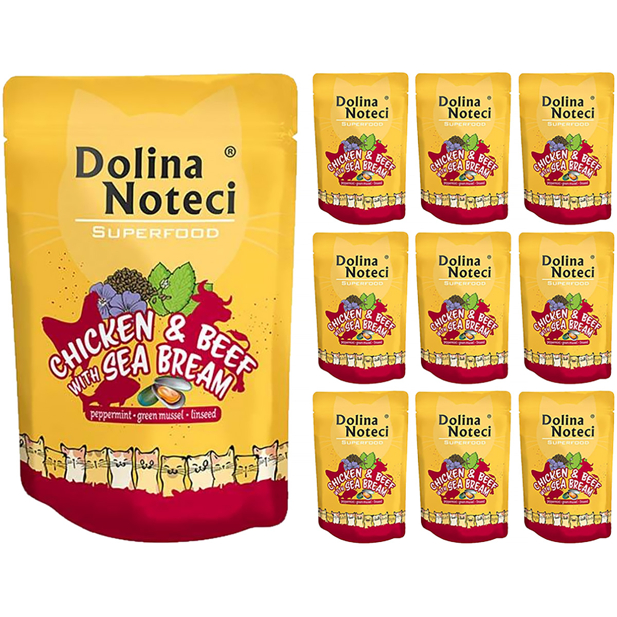 Saszetki dla kota mokra karma Dolina Noteci Superfood kurczak z wołowiną 10 x 85 g