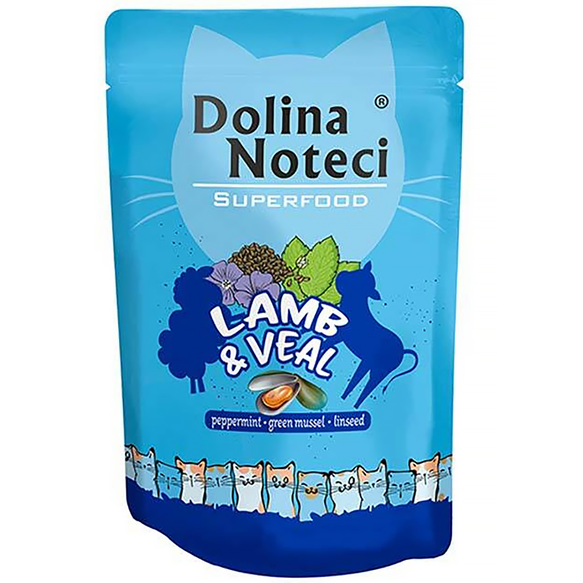 Saszetki dla kota mokra karma Dolina Noteci Superfood jagnięcina z cielęciną 10 x 85 g