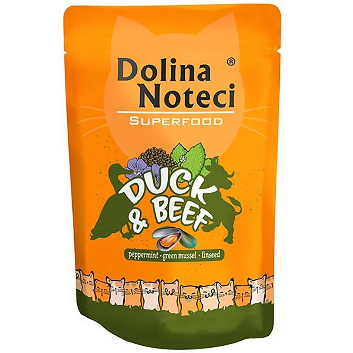 Saszetki dla kota mokra karma Dolina Noteci Superfood kaczka z wołowiną 10 x 85 g