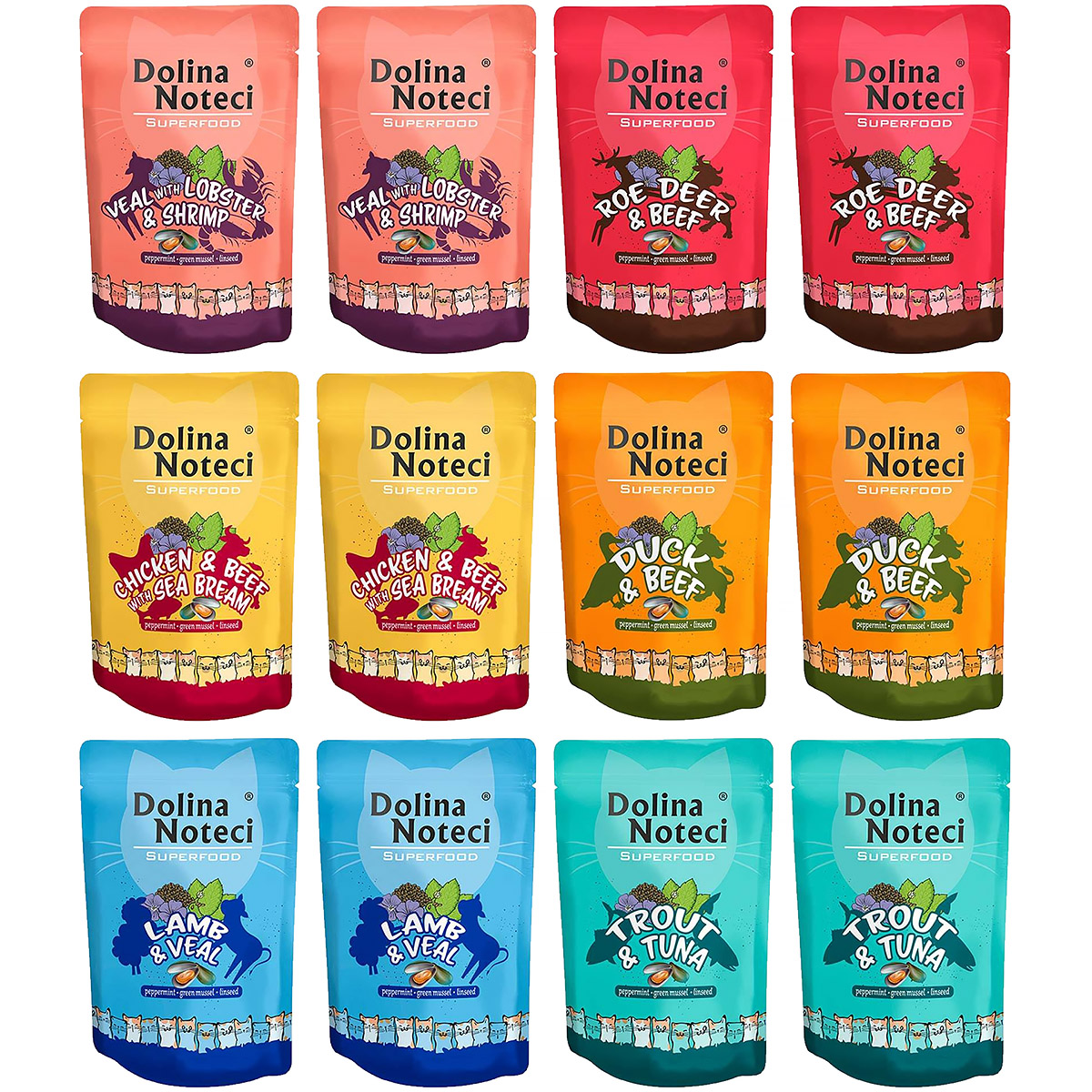 Dolina Noteci karma mokra dla kota Superfood bez zbóż wszystkie smaki 12 x 85 g