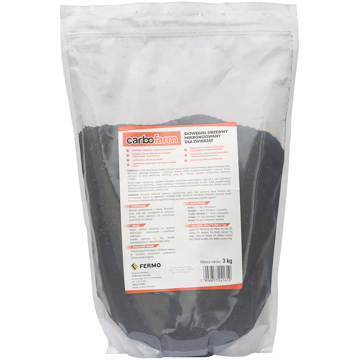 CarboFarm 3 kg Bio Węgiel Drzewny dla zwierząt na poprawę trawienia i detoks