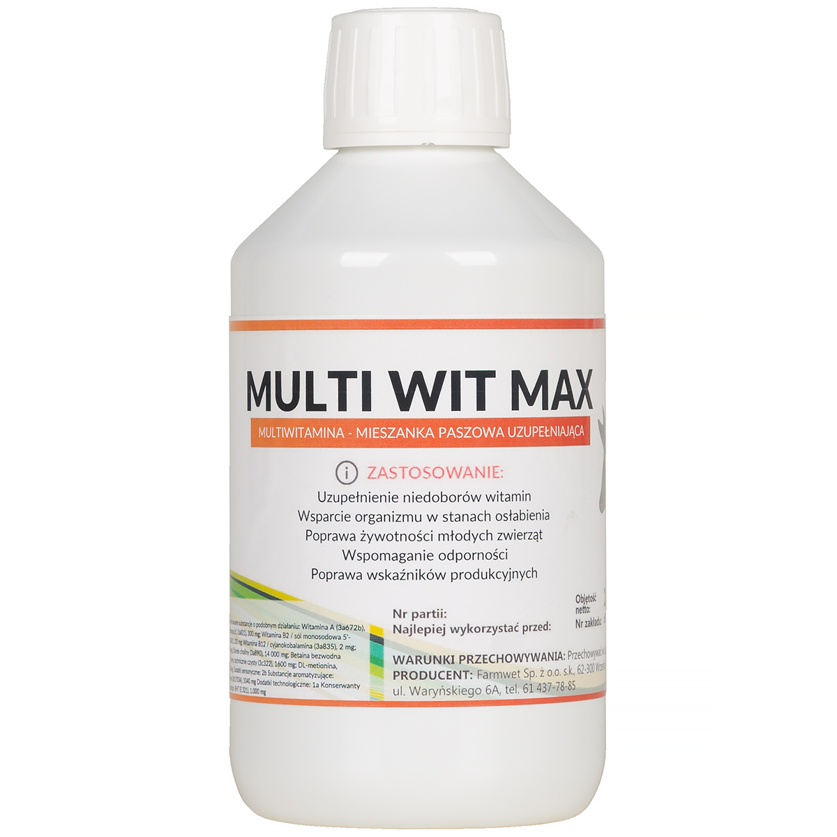 Witaminy dla zwierząt Multi Wit Max 250ml na wzmocnienie dla drobiu i cieląt
