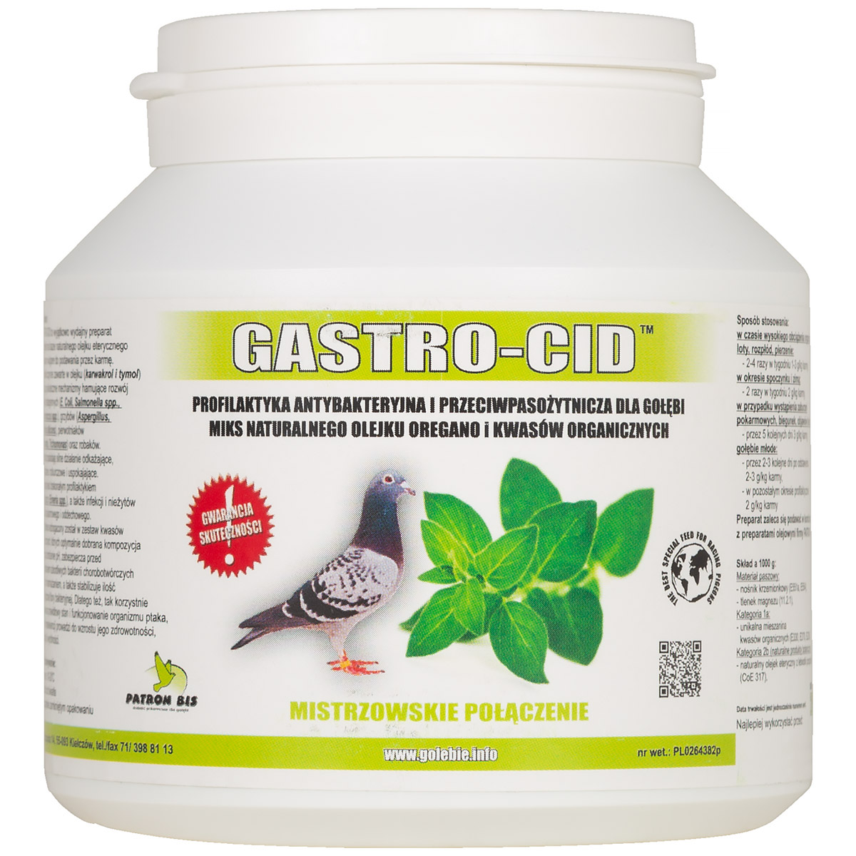Gastro-Cid kwasy organiczne z olejkiem oregano dla gołębi 250 g